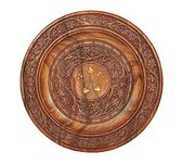 Duadecor Beautiful Handmade Sheesham Wood Serving Round Plate, Wooden Charger Plates for Dining Table Decorations Royal Design and Carved Brass Inlay (12 inch)