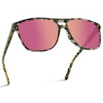 WearMe Pro | Polarized Large Double Bridge Aviator Sunglasses For Men Women, Peach Tortoise / Mirror Pink Lens, One Size