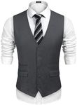 COOFANDY Men's Suit Vest Slim Fit Business Dress Vest Formal Wedding Waistcoat(X-Large, Dark Grey)