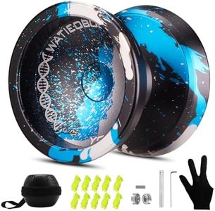 WATIEOBOO Responsive Yoyo Professional, DNA Trick Yoyo for Kids Adults Beginner Metal Unresponsive Yoyos for Adults Advanced Player with Yoyos Strings Removal Bearing Tool-Black Blue Silver