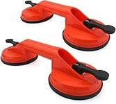 Incutex 2x Double Suction Pads, Heavy Duty Dual Suction Cups Glass Lifter Sucker, 220 pounds lifting capacity each – orange