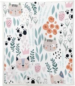 Cat Fleece Blanket for Bed Chair,Cute Animal Kitten Pet Cats Blanket Cat Lovers Gifts,Flower Plant Tree Branches Botanical Throw Blanket 50"x60",Loving Heart Print Cat Footprint Bed Blanket