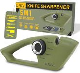 KARV Knife Sharpener Forest Green - 5-Stage Professional Kitchen Knife Sharpeners for All Knives - Non-Slip Base & Ergonomic Handle, Sharpen Straight Edge & Serrated Blades Chef Knife Sharpener