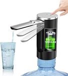 Electric Water Bottle Pump, Foldable Water Dispenser Pump 1-5 Gallon USB Charging Automatic Drinking Water Dispenser for Home, Office, Travel, Camping (Black)