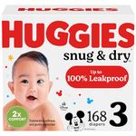 Huggies Snug & Dry Disposable Baby Diapers, Size 3, 168 Count