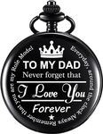 GT Gala Time Stainless Steel Classic Black Gandhi Style Pocket Analog Watch To My Dad Engraved Unique Memorable Gift For Men Boys Child Father Relation (To My Dad), Dial_White, Band_Silver