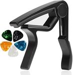 Guitar Capo Quick-Change Capotastos Guitar Clip Aluminum Capo with 5 Picks 0.71mm Random Color for Acoustic and Electric Guitar, Ukulele, Mandolin and Banjo