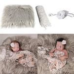 Yinuoday 2PCS Newborn Baby Photography Props DIY Newborn Wraps Photography Mat Blanket for Baby Boys and Girls (Gray-02)