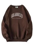 SXV Style Unisex Printed Cool Aesthetic Drop Shoulder Regular Fit Fleece Round Neck Oversized Sweatshirt (Small, Brown)