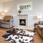Suncowlly Faux Cowhide Rug, Western Rugs for Bedroom/Living Room/Dining Room, Brown Cow Print Rugs, Area Rugs (M(55''×63''/4.6×5.2ft))