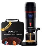 JAVAPod K-Cup Coffee Maker and Single Serve Brewer Coffee Machine, Includes Pod Capsule with Integrated Mesh Strainer, Refillable or in-Line Water for Home Kitchen or Commercial Use (Black Portable