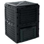 4smile 300 Litre Garden Composter Bin Composting Waste Box Recycling Eco Storage, Plastic, Black