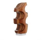nambe Vie Wine Rack | Countertop Wine Rack 4 Bottle | Wine Bottle Holder for Bar Table and Wine Cabinet | Freestanding Wine Holder | Made of Nambé Alloy and Acacia Wood | 6” D x 13” H