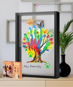 VidwanHome Family Handprint & Hand Casting Kit – DIY Keepsake Frame, Wooden Frame & 5 Acrylic Sheets – Capture Baby Footprints or Family Prints –Christmas Gift for Grandparents & New Parents (Black)