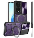 GOTOURED for Honor 90 Smart Phone Case/Honor X7b Case,Metal Big Stand Ring Holder,Camera Lens Protector,Slim Full Protection Shockproof Women Men Cases Cover for Honor 90 Smart / X7b (Purple)