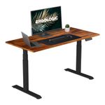 Ergologic Electric Height Adjustable Desk | Dual Motor | 3-Stage Desk | Motorized Ergonomic Sit Stand Table | 120KG Wt. Capacity | Black Frame | with Solid Wood, 1500mm x 750mm Tabletop