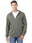 Jockey AM61 Men's Super Combed Cotton Rich Pique Fabric Ribbed Cuff Hoodie Jacket_Deep Olive_L