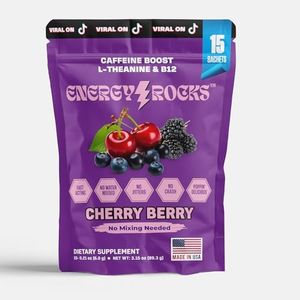 Candy Crystals Energy Packets, Energy Booster, Pre-Workout Energy Packets, No Water Needed, Supports Focus, Mood, and Clarity (15 Sachets, Cherry Berry)