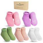 HANA MAMA LONDON 5 Pairs Premium Mesh Breathable Baby Socks with Grips for Newborn Toddler, Spring Summer Autumn Non Slip/Anti Skid Baby Ankle Socks - Organic Cotton GOTS Certified - Gift Set (6-12M)