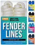 Boat Fender Lines for Boat Bumper Fender Boat Lines Hangers Bag Buoy Marine Rope for Boats or Dock Line Jet Ski Mooring or Small Boating Docking Double Braided Nylon 6 Feet 3/8 inch with Loop 2 Pack