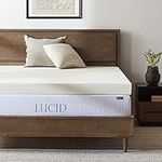 LUCID 4 Inch Ventilated Memory Foam Mattress Topper - 3-Year Warranty - Twin XL, Ivory