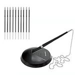 NEO+ Quality Reception Pen Desk Set On Chain With Stand - Black Counter Pen, 10 FREE REFILLS INCLUDED (1 PEN + 10 REFILLS)