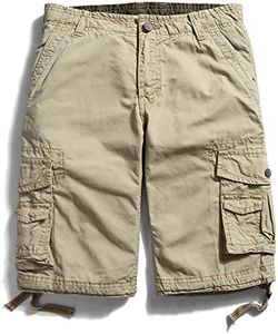 OCHENTA Men's Loose Fit Cargo Shorts with Multi Pockets, #1-3231 Khaki, 36