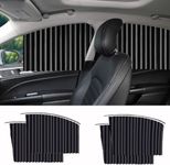 Haghi Designer Universal Fit Magnetic Car Side Window Privacy Sunshade, Car Sun Shade, Magnet Pleated Curtains for Car Window, Removable Car Interior Window Curtains, Set of 4, Black