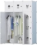 BucketList Plastic 12-Door Portable DIY Closet Cabinet Wardrobe for Children and Kids - Modular Storage Organizer Dresser Hanging Rack for Clothes, Shoes, Toys, Books - White