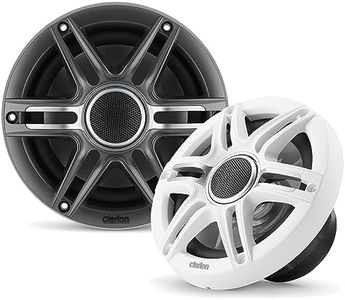 Clarion CMSP-651-SWG Premium 6.5-inch Coaxial Marine Speakers, 50W RMS, with White & Gray Metallic Grilles