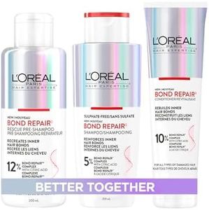 L'Oréal Paris Hair Expertise Bond Repair Shampoo and Conditioner Set with Hair Treatment, Citric Acid for Hair Breakage, 3x Pieces (Pre-Shampoo, Shampoo, Conditioner)