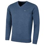 Calvin Klein Mens V-Neck Sweater - Denim Marl - L