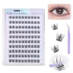 QIQVERT 100Pcs Self Adhesive Eyelashes False Eyelash Clusters Eye Lashes for Women False Eyelashes Self Stick Cluster Lashes Eyelash Glue Eyelash Clusters with tweezers No Lash Glue Needed 11-13mm