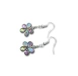 Small Funky Flower Earrings (pastel purple/silver rainbow, sterling-silver)