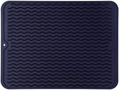 MicoYang Silicone Dish Drying Mat for Multiple Usage,Easy clean,Eco-friendly,Heat-resistant Silicone Mat for Kitchen Counter or Sink,Refrigerator or drawer liner Navy Blue L 16 inches x 12 inches