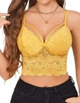 Avidlove Womens Lace Camisole Lace Lingerie Camisole Lace Bralette Crop Top (Yellow, X-Large)