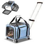 Ruff Life 101 Airline Approved Expandable Premium Pet Carrier on Wheels- Two Sided Expandable Rolling Carrier- Designed for Dogs & Cats- Extra Spacious Soft Lined Carrier! - Light Blue