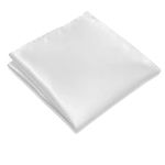 NiaWa Pocket Squares for Men, 12”x12” Polyester Silk Solid Color mens handkerchiefs (White)