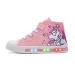 EUXTERPA Kids Light Up Trainers, Boys Girls High Top Pumps Flashing Sneakers Toddler Easy Fasten Canvas Shoes Unicorn Size 9