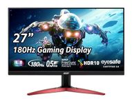 Acer Nitro 27" Full HD 1920 x 1080 PC Gaming IPS Monitor | AMD FreeSync Premium | 180Hz Refresh | Up to 0.5ms | HDR10 Support | 99% sRGB | 1 x Display Port 1.2 & 2 x HDMI 2.0 | KG271 M3biip,Black
