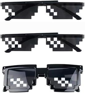 Thug Life Sunglasses,3 Pcs Men Women Glass 8 Bit Pixel Mosaic Glasses Photo Props Unisex Sunglass Pixel Glasses Silly Glasses - Black