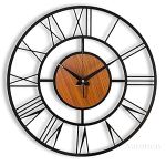 Auromin Metal Roman Number Decorative Wall Clock for Hall | Stylish Analog Hanging Wall Watch for Living Room, Bedroom, Kitchen, Drawing Room | Unique Big Size Designer Battery Operated Clock