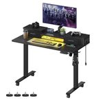 VASAGLE Electric Standing Desk with Drawers, Sit Stand Desk with Built-in Power Strip, Adjustable Height, 23.6 x 47.2 Inches, 2 Hooks, Memory Function, for Home Office, Ink Black ULSD182B21