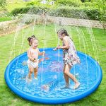 KAHEIGN 170CM Splash Water Play Mat Dolphin Tortoise Starfish Shell Crab Pattern Sprinkler Pad Summer Garden Outdoor Spray Water Toys for Kids Pets Family Activities