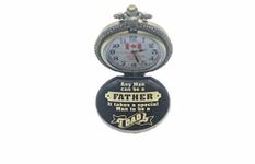 Any Man can be a Father it Takes a Special Man to be a "DAD", Approved Railroad Train Pocket Watch with 2 Chains