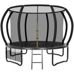 JUMMICO 6ft / 8ft / 10ft / 12ft Outdoor Trampoline with Safety Enclosure Available For Toddlers And Adults GS Certified Toddler Trampoline With Non-Slip Ladder& Shoe Organiser