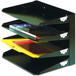 MMF Industries Letter-Size Horizontal Steel Desk Organizer, 4-Tier, Black (264R4HBK)