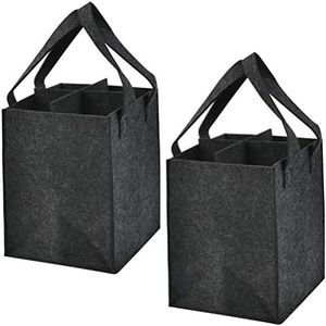 TIMESETL 2 Bolsas de Fieltro para Botellas de 4 Botellas, Bolsa de Fieltro para Botellas, Cesta para Botellas con partición separada para 4 Botellas, para Vino, Cerveza, Fiestas de Picnic