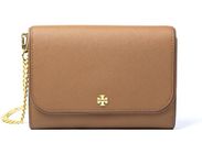 Tory Burch Emerson Chain Wallet Leather Cross Body Bag (Moose), Moose Brown