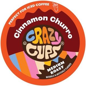 Crazy Cups Flavored Cinnamon Churro Single Serve Coffee for Keurig K-Cups Machines, Medium Roast in Recyclable Pods, 22 Count (Pack of 1)